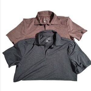 STYLUS Men's Polo Shirt Duo - Black Striped and Brown